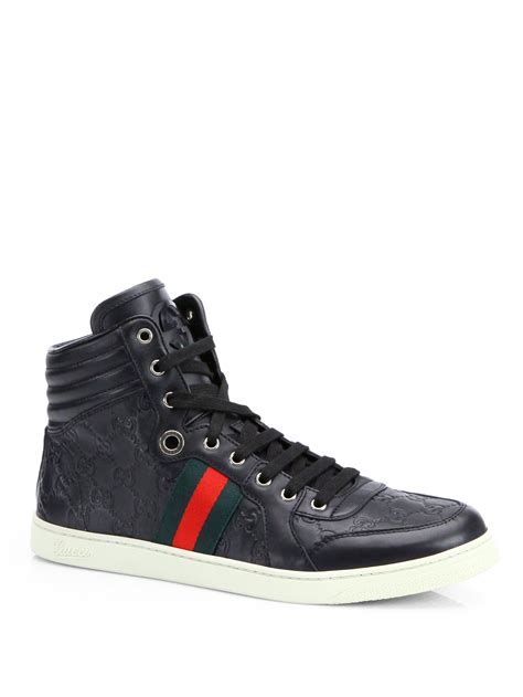 gucci black board sneakers|high top Gucci sneakers black.